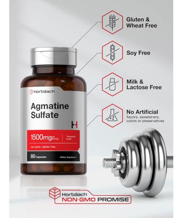 Horb ach Agmatine Sulfate Capsules 1500mg | 60 Pills | Pharmaceutical Grade | Non-GMO Gluten Free Supplement - Buy Online on GoSupps.com