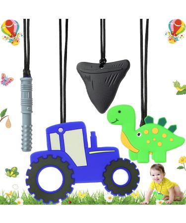 WTPIN 4 pieces of chew for children silicone Beißring necklace sensory chewing necklace for children baby chew necklace sensory chewing necklace for boys and girls aged 1 12 years