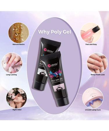 Mobray Poly Nail Gel Kit - Glitter Poly Gel Polish Set - 6 Colors UV/LED Gel Manicure Kit with Slip Solution - Nail Art Starter Kit - Buy Online on GoSupps.com