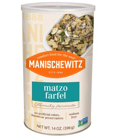 Manischewitz Matzo Farfel, 14oz Resealable Canister, Sodium Free, No Artificial Colors or Flavors, Non GMO, Kosher For Passover & Year Round