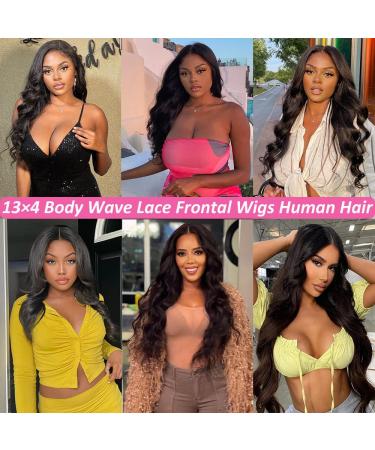 PAPYON 24 Inch Body Wave Lace Front Wig | Pre Plucked 150% Density | Brazilian Virgin Human Hair | Natural Color 13x4 Glueless Frontal Wig with Baby Hair for Women - Buy Online on GoSupps.com