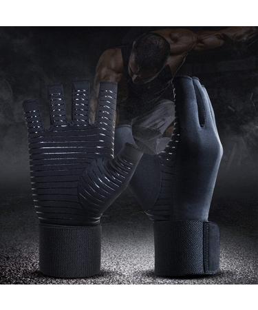 Copper Infused Compression Arthritis Gloves with Strap - Hand/Wrist Support for Carpal Tunnel, Arthritis, Tendonitis - Pain Relief for Men/Women - Small/Medium (1 Pair) - Buy Online on GoSupps.com