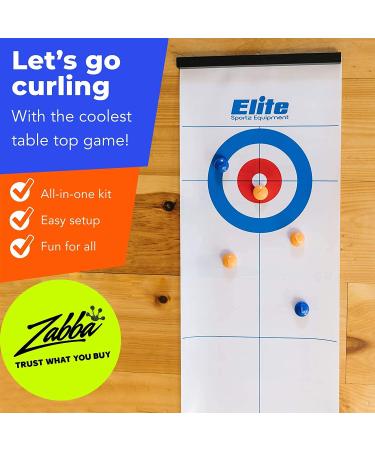 Elite Sportz Equipment Curling Game - Tabletop Family Fun Set with 4 Ft x 1 Ft Mat - Includes Bonus Travel Bag - Ages 6 & Up - Buy Online on GoSupps.com