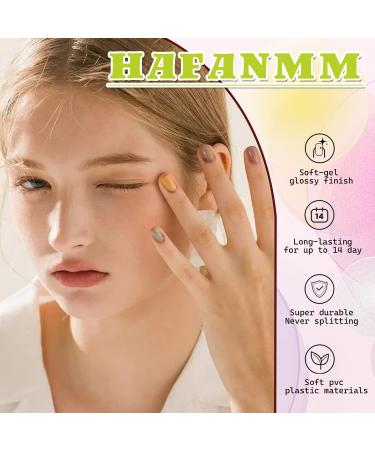 Spring Floral Almond Shape French Fake Nails Kit - 24 Pcs Glossy Full Cover Acrylic False Nails for Daily Wear - Buy Online on GoSupps.com