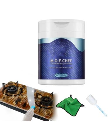 Cohbskj M.O.F Chef Kitchen Cleaner Powder Mof Chef Powder Cleaner Protective Kitchen Cleaner Heavy Kitchen Duty Degreaser Stainless Steel Cleaning Powder Stain Remover (100g-1PCS)