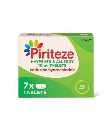 Piriteze Allergy Relief Tablets 24-Hour Max Strength Cetirizine Antihistamine 7 Tablets PIRI TABLETS 7S