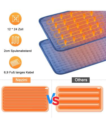 Shop Safe Electrical Heating Pillows - Fast Heating 6 Temp Levels & Auto Shutdown (40x76 cm) - Comfortable Gray Design - Buy Online on GoSupps.com