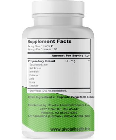 Trebinase Advanced Systemic Enzyme Supplement - 90 Capsules - Buy Online on GoSupps.com