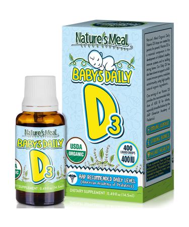 Nature's Meal - Vitamin D Drops for Infants Baby Vitamin D Drops for Immune System Heart Health and Bone Health Liquid Vitamin D with Vitamin D3 400 IU per Serving Unflavored 14.5 ml