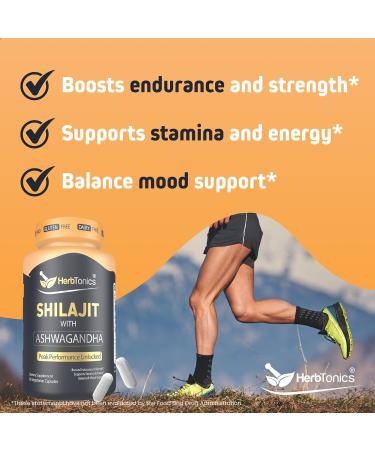 Herbtonics Shilajit for Men & Women with Ashwagandha Korean Red Ginseng Rhodiola Rosea Ginkgo Biloba Tongkat Ali | Fulvic Acid & Trace Minerals for Stamina & Immunity | 60 Vegan Capsules - Buy Online on GoSupps.com