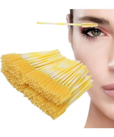 Mascara Brush Disposable Eyelashes Brush Hygienic Fiber Brush Head for Women Female(Yellow) - Buy Online on GoSupps.com