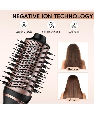 Nicebay All-in-One Oval Hot Air Brush - Blow Dryer & Styling Tool for Drying Straightening Curling & Volumizing - 3 Attachments & Multi-Temperature Settings - Black & Rose Gold - Buy Online on GoSupps.com