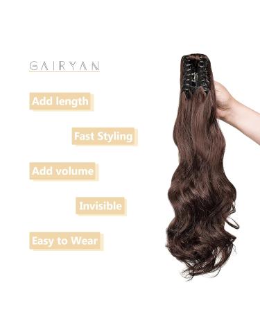 Buy Gairyan 50cm Ponytail Hair Extensions | Long Curly Claw Clip-in Wavy Synthetic Hair - Dark Brown & Dark Auburn - Buy Online on GoSupps.com