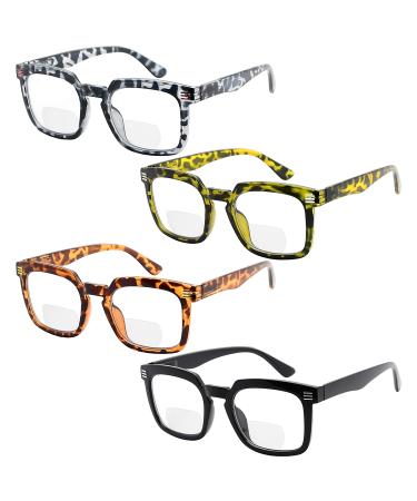 Eyekepper 4-pack Bifocal Reading Glasses for Women - Bifocal Readers +1.00 4 Pack Clear Lens Mix Color 1.0 x