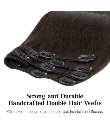 Buy Hotbanana Dark Brown Clip-In Hair Extensions | Real Human Hair 14 Inch 120g 7PCs | Remy Straight Hair Extensions - International Shipping Available - Buy Online on GoSupps.com