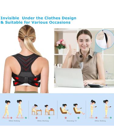 Adjustable Posture Corrector for Women & Kids - Breathable Upper Back Brace for Pain Relief - Large Size 36''-42 - Buy Online on GoSupps.com