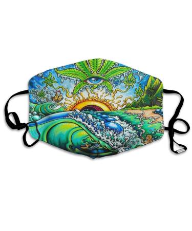 Comfortable Adjustable Trippy Psychedelic Marijuana Weed Eye Ocean World Facial Decorations For Women And Men