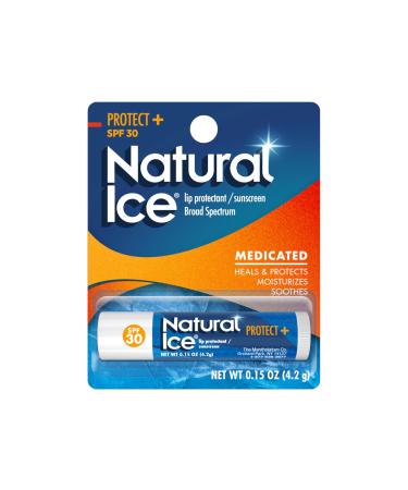Mentholatum Natural Ice Protect+ Broad Spectrum SPF 30 Medicated Lip Balm 0.15 Ounce (Pack of 9)
