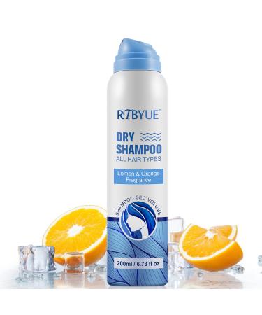 Dry Shampoo  Dry Shampoo Powder Spray  Waterless Dry Hair Shampoo Instantly Absorbs Oil for Refreshed Hair  Nourishing Dry Shampoo for All Hair Types  Dry Shampoo Travel Size 6.73oz(Lemon & Orange) Blue