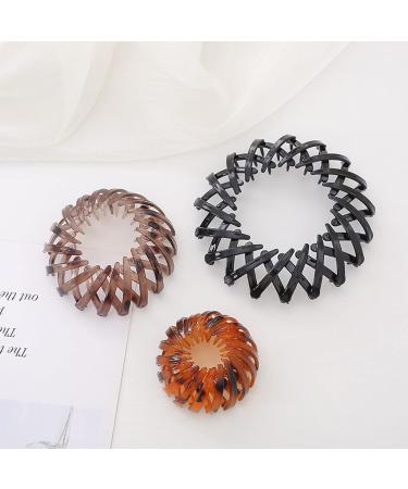 3pcs Geometric Retractable Hair Clips | Expandable Ponytail Holder Clip | Bird Nest Shaped Hair Loops | Vintage Hair Accessories | Hair Donut Bun Maker | Hair Styling Tool for Women Girls - Buy Online on GoSupps.com