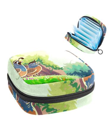 Anna Cowper Male and Female Quail Sanitary Napkin Storage Bag Feminine Menstrual Cup Pouches Nursing Pad Holder Tampon Bags Portable Period Bag for Women Teen Girls 1Pcs Multi-colored 11