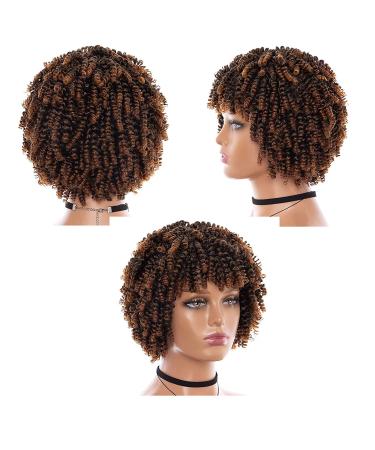 Short Curly Wigs for Black Women Short Kinky Curly Wig Curly Wig Afro Curly Wig Synthetic Curly Wigs Afro Wig (8Inch, #T-30) 8 Inch #T-30