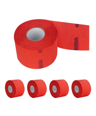 Hairdresser neck stripes-5 rolls with 500 strips red disposable and flexible paper neck strips hairdressing accessories for salon hair cutting and stylists water-repellent and self-adhesive on the neck