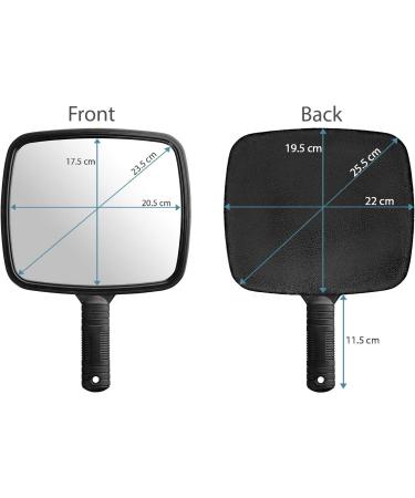 TRIXES Handheld Salon Hairdresser Mirror - Wide Angle 20x17.5cm - Black - Buy Online on GoSupps.com