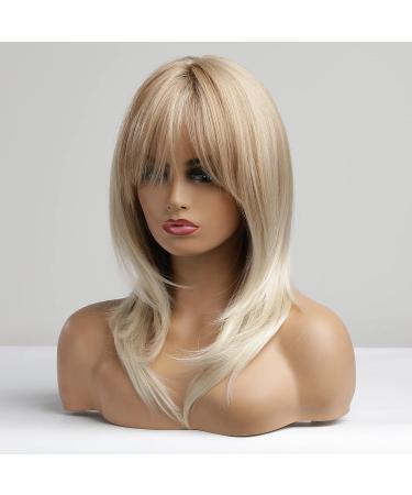 Buy EMMOR Long Curly Blonde Wigs for Women - Shoulder Length Heat Resistant Synthetic Wigs with Bangs - Perfect for Any Occasion - Buy Online on GoSupps.com