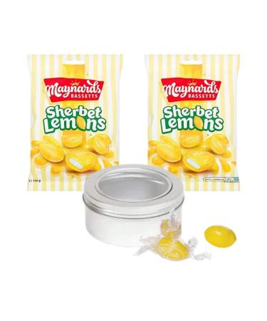Sherbert Lemons 384g Retro Sweets Bundle with Silver Refillable Window Lid Travel Tin - Buy Online on GoSupps.com