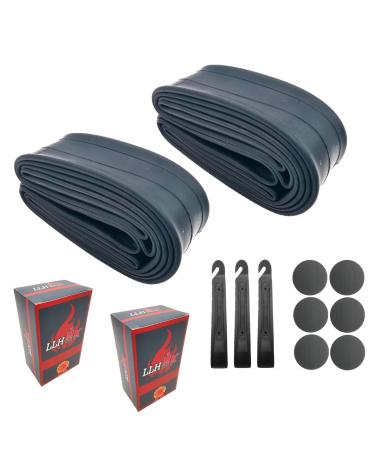 LLH2K Bike Tube 26 x 1.95 26 Inch Bike Tube 2 Pack - Bicycle Tube 26 x 1.95 with 3 Tire Levers, 6 Round Patches - Fits 26x1.90 26x2.10 Bike Tube 26 x 1.95 - Anti-aging 26x2.125 bicycle tube.