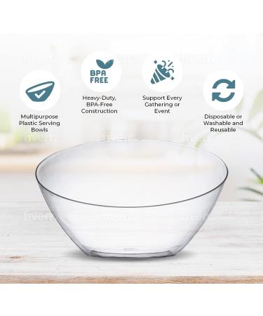 Posh Setting Crystal Clear Disposable Premium Hard Plastic Medium Angled Bowl 5 Pack - 20 OZ Salad Snack & Fruit Bowl - Buy Online on GoSupps.com