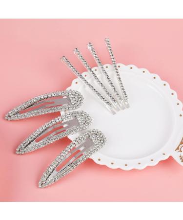 Shop Aster 16-Piece Rhinestone Hair Clips for Women | Glossy Metal Snap Hairpins & Water Drop Design | Stylish Silver Hair Accessories - Buy Online on GoSupps.com