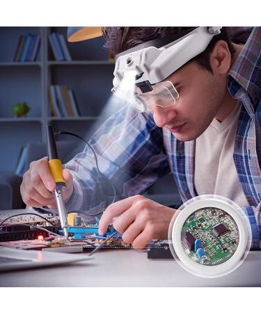 Elikliv Headband Magnifying Glass with Light 1X-14X Magnification | Rechargeable Handsfree Head Mount Loupe Tool - 6 Detachable Lens Visor for Close Work, Reading, Jewelry Craft, Repair - Style 1 - Buy Online on GoSupps.com
