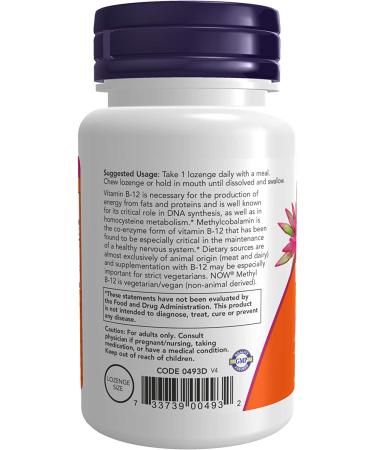 Now Foods Methyl B-12 5000 mcg - 120 Lozenges for Energy & Wellness - Buy Online on GoSupps.com