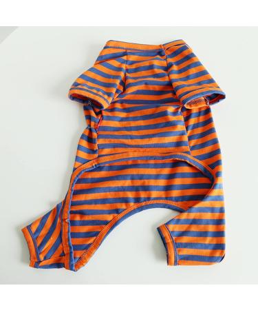 BT BEAR Colorful Striped Pajamas for Small Dogs - Soft Cotton Bulldog Costume (Size S Blue/Orange) - Cute One-Piece Dog Clothing - Buy Online on GoSupps.com
