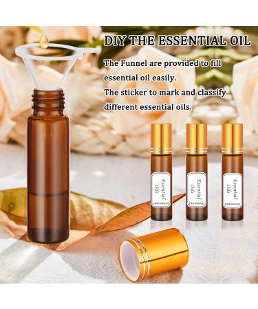 Bofessor 10ml Amber Glass Roller Bottles - Set of 16 with Stainless Steel Roller Ball, Pipettes, Plastic Funnel & Stickers - Refillable Container for Perfume - Buy Online on GoSupps.com