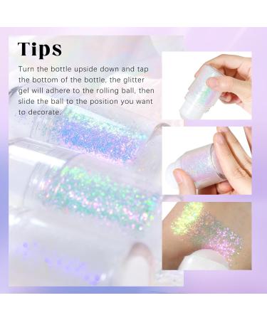 NewBang Roll-on Holographic Body Glitter Gel - Chameleon Color Changing Glitter for Face, Hair & Body - Chunky Mermaid Sequins - Sparkling Pink - Perfect for Festivals & Parties - Buy Online on GoSupps.com