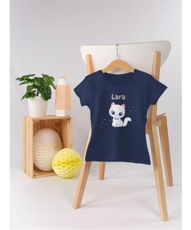 Personalized Cute Cat T-Shirt for Girls - Custom Name Gift by Shirtracer | Dark Blue Mottled 140 - Buy Online on GoSupps.com