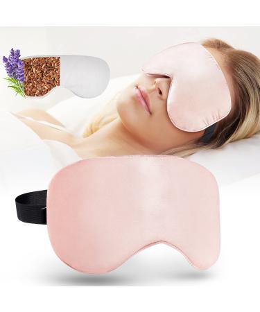 Eye Mask for Dry Eyes, YFONG Moist Heated Microwave Activated Warm Compress Weighted Eye Masks with Adjustable Strap, Reusable & Comfortable Eye Cover for Women Men - Pink