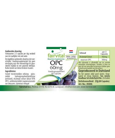 Fairvital | OPC 60 mg - for 2 months - VEGAN - 60 capsules - Grape seed extract - oligomeric proanthocyanidins - Buy Online on GoSupps.com