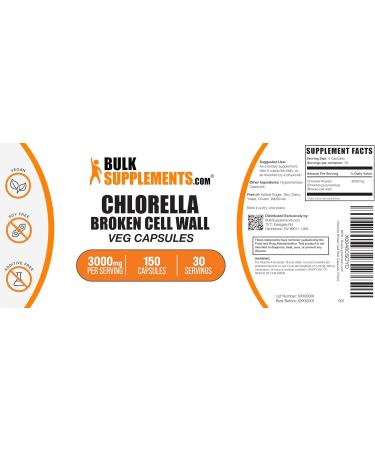 BulkSupplements.com Chlorella Capsules - Broken Cell Wall Chlorella Supplement - Superfood Supplement Vegan & Gluten Free 5 Capsules per Serving 150 Count (Pack of 1) - Buy Online on GoSupps.com