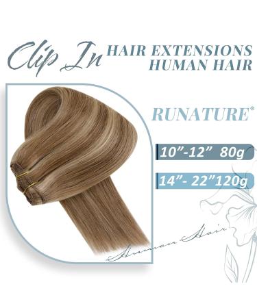 Runature Real Hair Clip-In Extensions - Dark Blonde & Gold Blonde Remy Human Hair Seamless Short 14 Inch - 120g 7 Pieces (#10P16) - Buy Online on GoSupps.com