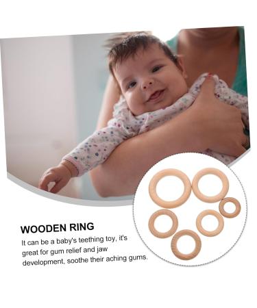 Buy Abaodam 6pcs Wooden Teething Rings - Natural Beech Wood Molar Circle Pendant for Newborns - Safe & Eco-Friendly Baby Teether - Buy Online on GoSupps.com