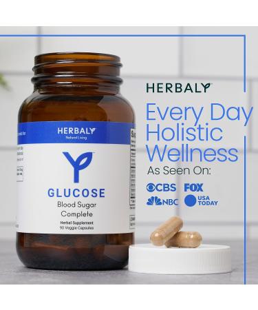 Herbaly Glucose Blood Sugar Complete Capsules - Natural Wellness Blend - Cinnamon Chromium Gymnema Sylvestre Fenugreek - Balance & Energy - 90 Veggie Caps - Buy Online on GoSupps.com