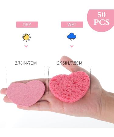 WLLHYF 50 Pieces Compressed Facial Sponges Natural Cellulose Facial Cleaning Sponges Professional Cosmetic Spa Sponges for Face Cleansing Makeup Removal Pore Exfoliating (50pcs) 50pcs Heart-pink - Buy Online on GoSupps.com