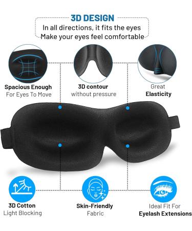 3D Eye Sleep Mask Blindfold for Napping, Yoga & Traveling - Adjustable Strap for Comfort - Black - Buy Online on GoSupps.com