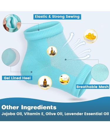 6 Pairs Moisturizing Heel Socks - Cracked Heel Treatment & Foot Care Gel Socks - Softens & Hydrates Dry Feet - Assorted Colors - Buy Online on GoSupps.com