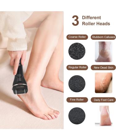 Pretfy Electric Foot File - Rechargeable & Waterproof Callus Remover for Dead, Hard, Cracked Skin - 3 Rollers, 2 Speeds - Pedicure Tool Kit - Buy Online on GoSupps.com