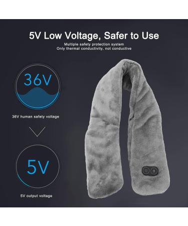 USB Heating Scarf for Adults - Soft Dark Gray Heated Collar with Vibration Massage & Pain Relief - Buy Online on GoSupps.com